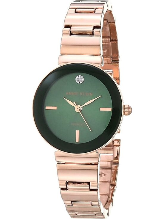Anne Klein Women\'s Rose Gold Green Analog Genuine Diamond Dial Bracelet Watch main image 4